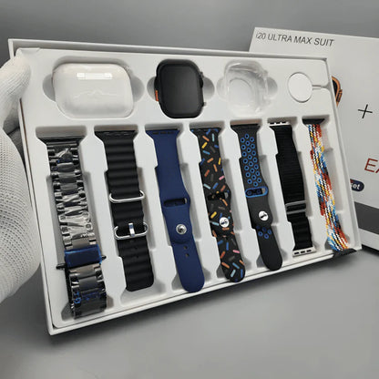 I20 Ultra Smart watch With premium Earbuds 10 in 1 deal(With 7 Straps)