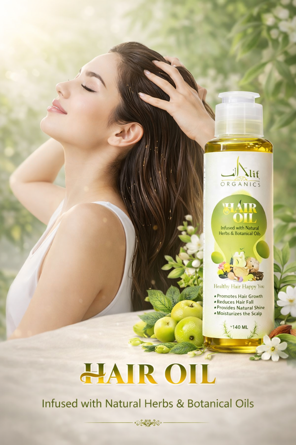 Clair Oil by Alif Organics – Natural Herbal Hair Growth Oil | Reduce Hair Fall & Boost Shine (140ml)