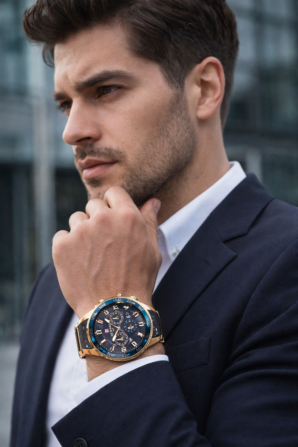Luxury Reward  Gold Chronograph Watch for Men – Elegant Stainless Steel Designer Wristwatch