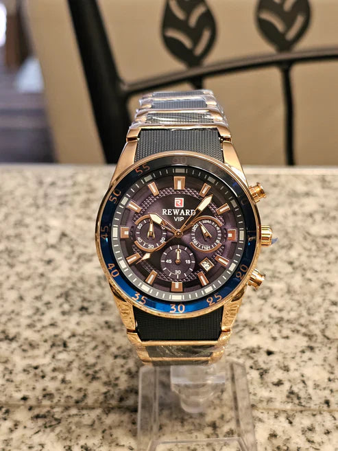 Luxury Reward  Gold Chronograph Watch for Men – Elegant Stainless Steel Designer Wristwatch